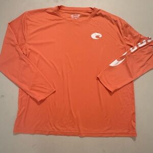 Men's Costa Technical Crew Long Sleeve T-Shirt in Salmon size Large